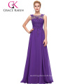 Grace Karin New Arrival Sleeveless V-Back Purple Chiffon Plus Size Prom Dress CL007555-2